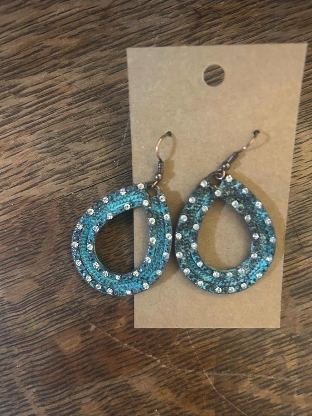 Teal Crystal Teardrop Dangle Earrings - Women Jewelry